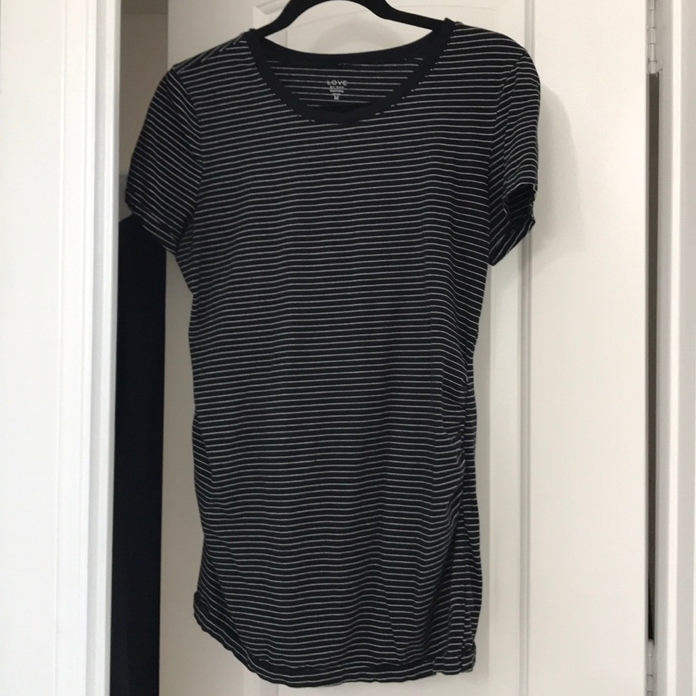Black and white stripe maternity shirt
